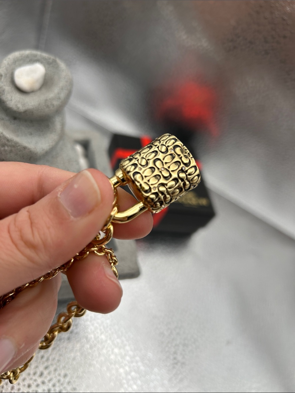 Coach Quilted Padlock Necklace - Picture 9 of 11